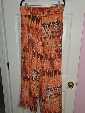 new directions Orange and Brown Patterned Wide Leg Pant